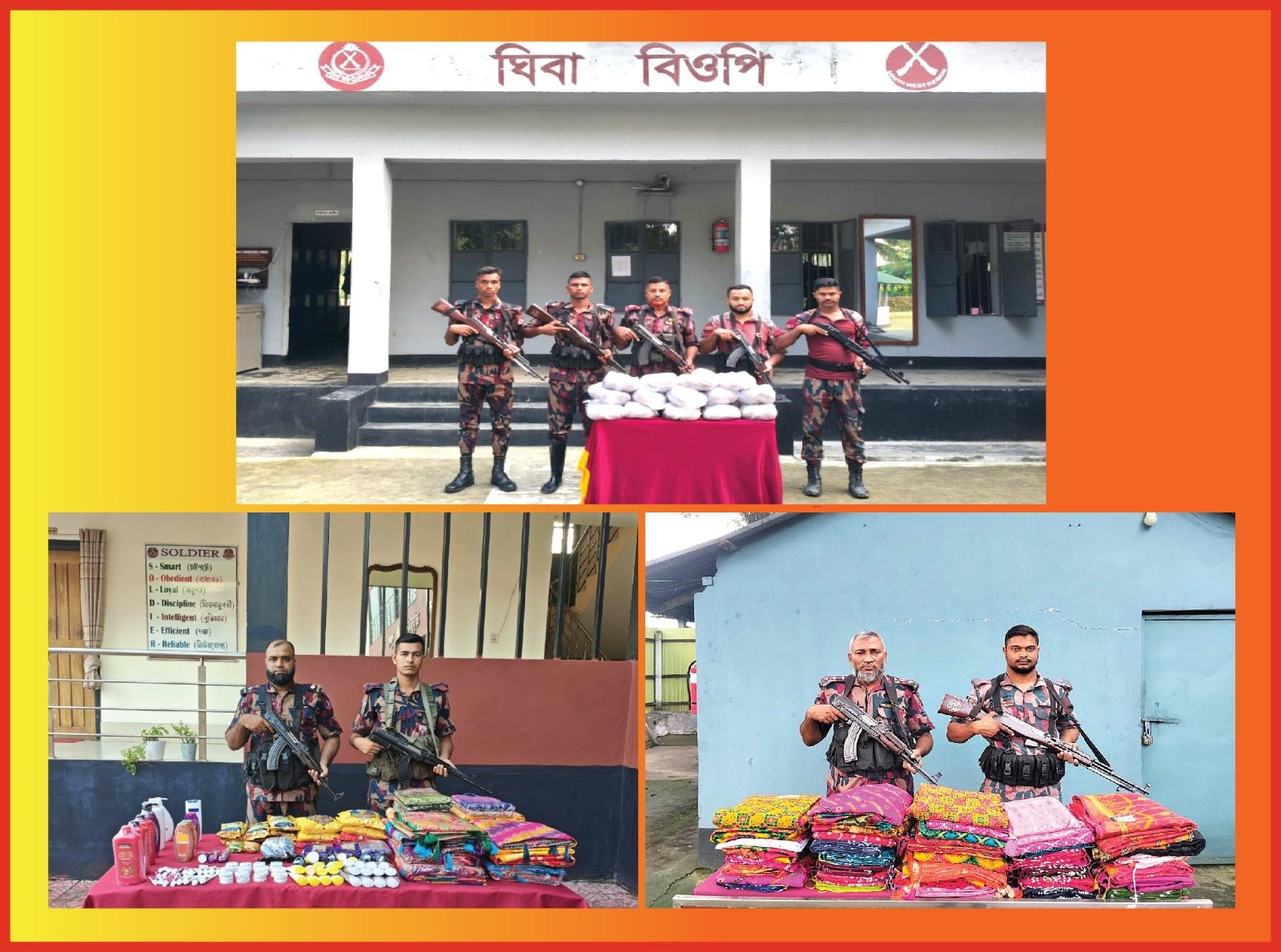বেনাপোল সীমান্ত এলাকা থেকে ২৫ কেঁজি গাজাসহ চোরাচালানী মালামাল আটক করেছে-বিজিবি